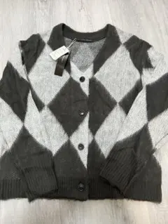 新品　ザンパ　アーガイル柄カーディガン　シャギーニット