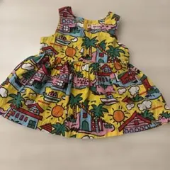 ミキハウス　レトロ　ワンピース　80 イエロー　派手柄　トロピカル