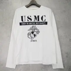 ★アヴィレックス USMC 長袖Tシャツ ロンT クルーネック M ホワイトのサムネイル
