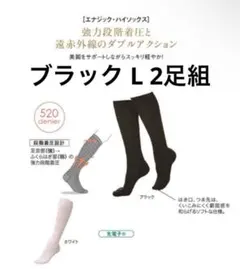 【正規品】新品 ブラック 2足組 L エナジック ハイソックス