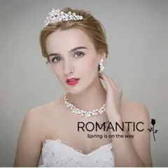 ジュエリー アクセサリー3点セット ブライダル ティアラ ネックレス イヤリング