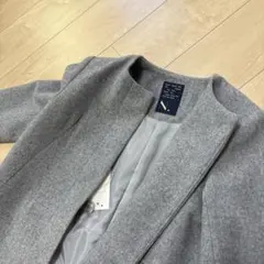 【未使用】N. グレー ノーカラーコート　ウール　ロングコート Sサイズ　コート