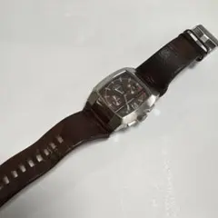 【ジャンク品】DIESEL クロノグラフ 時計 ブラウンレザー