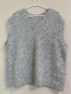 studio CLIP グレー Vネック ニットベスト