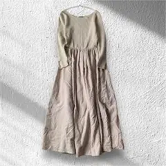 【ラミラル】ニットワンピース 異素材 袖口スリット バレリーナネック 36