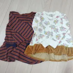 女の子　長袖トップス2枚セット　90cm