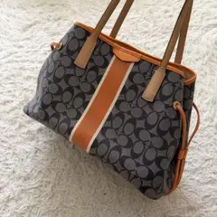コーチ トートバッグ ショルダーバッグ　シグネチャー　グレー　レザー