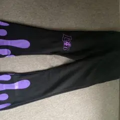 Le4n スウェットパンツ ブラック パープル フレア - メルカリ
