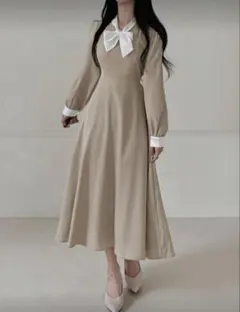 (最終お値下げ)リボン ロングワンピース レディース