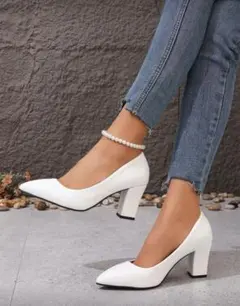 白　パンプス　前撮り　ヒール