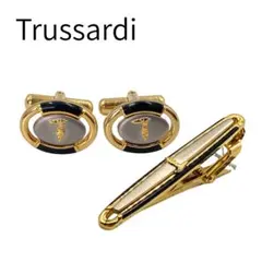 Trussardi ゴールド ブラック カフリンクス タイバーセットのサムネイル