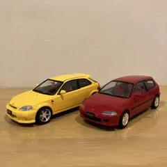 フジミ　頭文字DシビックタイプR EK9 二宮大輝　塗装済み完成品　＋EF6のサムネイル