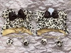ディズニー　ミニーヒョウ柄ファンキャップ　2個セット