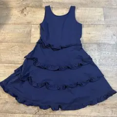 美品 POLO ラルフローレン ノースリーブ フリルワンピース ネイビー 