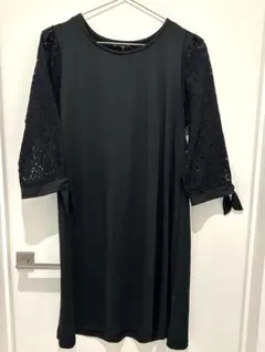 【新品未使用】マタニティ　袖レース　ワンピース　授乳　黒　フォーマル　Mサイズ