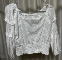 フリルトップス ホワイト オフショル