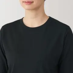 MUJI 新品　無印良品　婦人　天竺編みクルーネック長袖Ｔシャツ　L黒