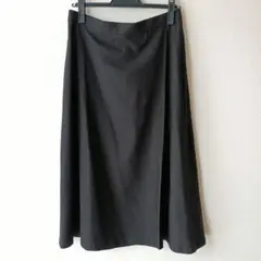 ☆美品☆　INDIVI　Aラインラップ風ロングスカート ブラック　サイズ13