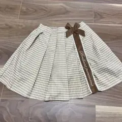 アクシーズブラウン系チェック リボン付きスカート風キュロット