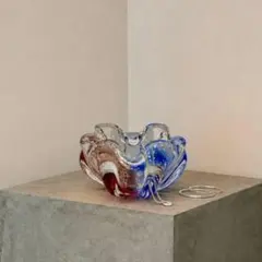 ヴィンテージ アートガラス アクセサリートレイ 赤青 グラデーションのサムネイル