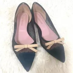 【Pretty Ballerinas】 フラットシューズ リボン24 メッシュ