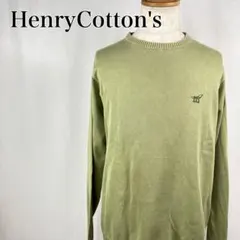 ヘンリーコットンズ　クルーネック　刺繍ロゴ　セーター　長袖ニット【4715】のサムネイル