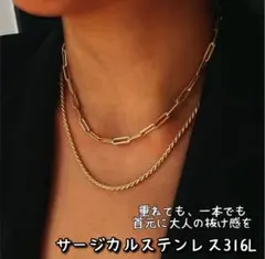 ♡冬 サージカルステンレス316L 2連チェーンネックレス セット 冬アクセ