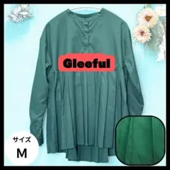 Gleeful プリーツ 長袖 シャツ ダークグリーン Mのサムネイル