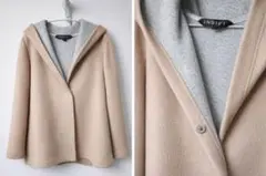 INDIVI フーデットビーバーコート　配色デザイン定価17000円