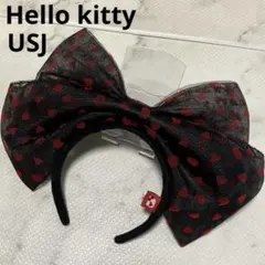 【美品】USJ サンリオ ハローキティ ビッグチュールリボンカチューシャ 黒×赤
