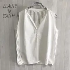 ビューティーアンドユース　ノースリーブ　ブラウス　白　美品　アローズ