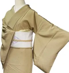 A100愛華 着物 色無地　木蘭色　袷　正絹　美品