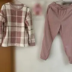 フリースチェック柄ルームウェアセットM