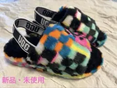 【新品・未使用】UGG フラッフ イヤー スライド チェックス チェック柄 24