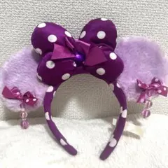カチューシャ　ミニー　イヤリング　パープル　ピンク　紫　ディズニー　リボン