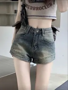 SHEIN デニム ショーツ ハイウエスト ショートパンツ ビンテージ M