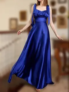 送料無料 未使用 結婚式 つるつる光沢 ドレス 11号 L (WA1012)