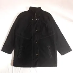 ロングジャケット 黒 ミリタリー風 スタンドカラー 大きめ ゆったり モード系