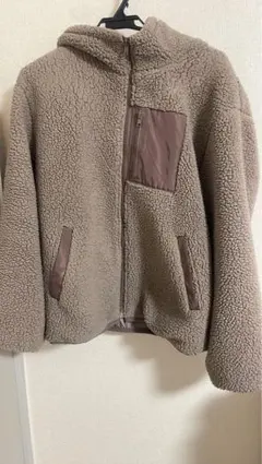 フリースジャケット ベージュ フード付き