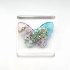 no.1835 レジン ヘアゴム ブローチ ポニーフック 蝶々