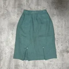 タイトスカート グリーン 膝丈 スリット 上品 オフィス レディース 古着のサムネイル