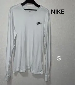 NIKE長袖Tシャツ ホワイトS ロンT ナイキ クラブロングスリーブ ロゴ刺繍