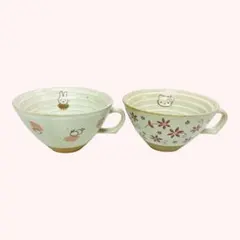 取っ手付き 茶碗　スープカップ　ハローキティ ミッフィ　2個セット