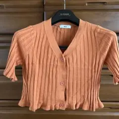 ★WEGO リブ編みオレンジ半袖カーディガン★のサムネイル