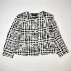 ソワールドルチェ　ノーカラージャケット　ラメ　チェック　東京ソワール　エレガント