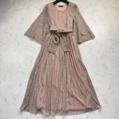 美品 SHEIN Modely フラウンススリーブ ベルト スパンコール ドレス