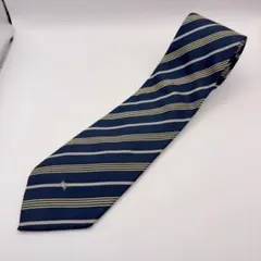 バーバリー　ネクタイ　ネイビー　斜めストライプ柄　シルク100%