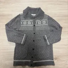 ノルディック柄 グレー ハイネックセーター