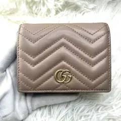 美品】GUCCI/長財布/ピンク/ピンクベージュ/GGマーモント/キルティング
