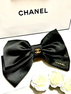 CHANEL シャネル ビッグリボン バレッタ ブラック ヘアアクセサリー
